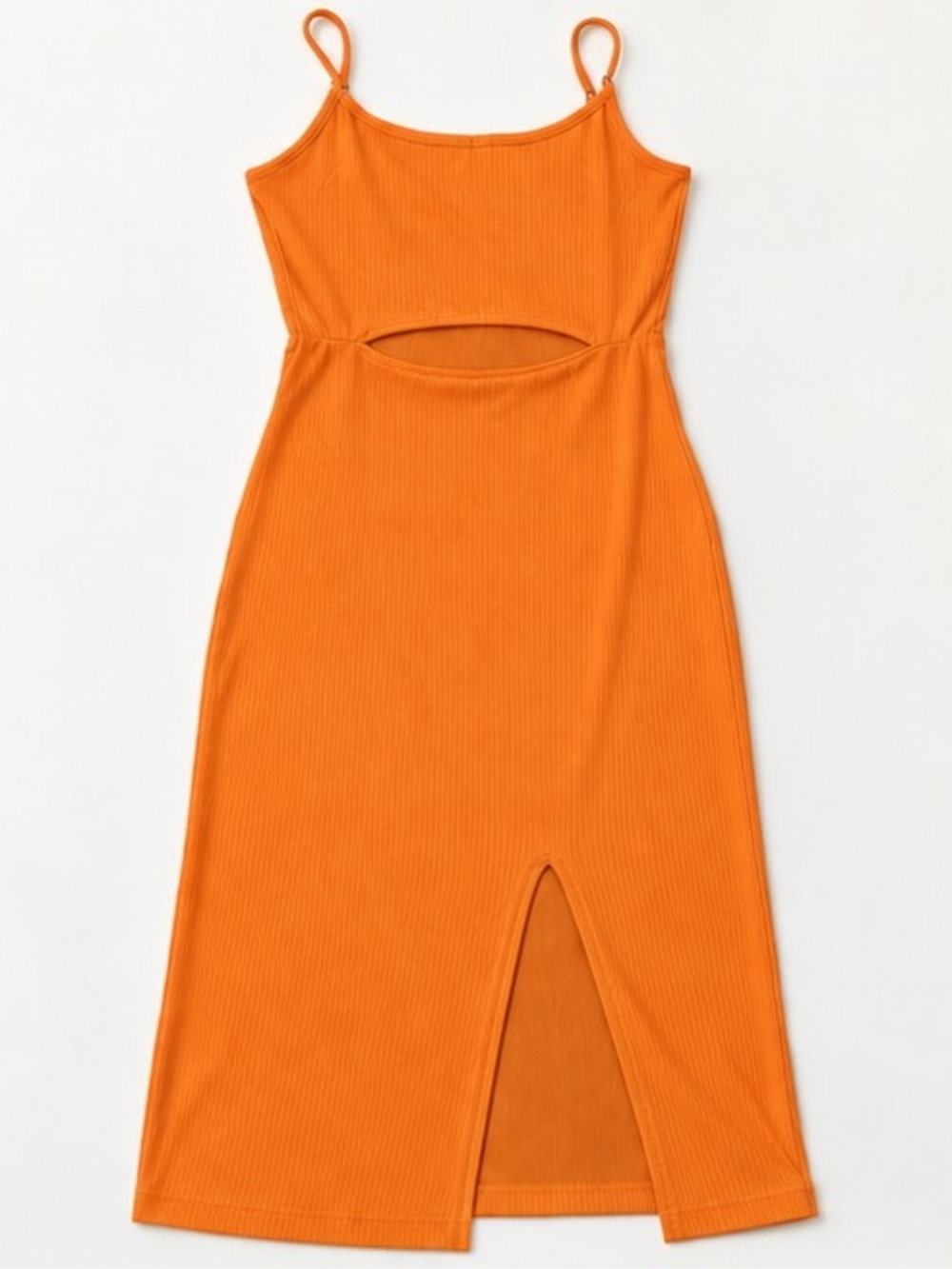 Pink Queen Orange Ribbed Bodycon Dress Size Large Adjustable Straps NWT